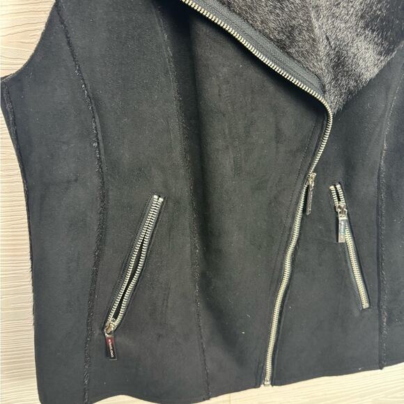Michael Kors Zipper Faux Fur Suede Black Vest Plus Size 8 Retail $325 - Picture 5 of 9